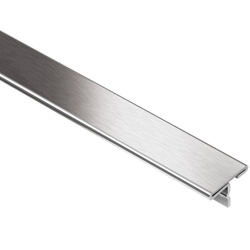 Schluter Systems Reno-T Brushed Stainless Steel 1 in. x 8 ft. 2-12 in. Metal T-Shaped Tile Edging Trim T925EB