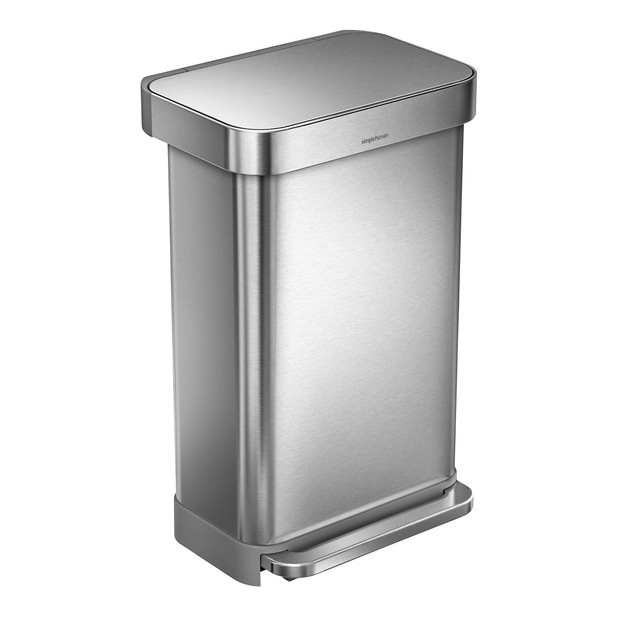 simplehuman Stainless Steel 12 gal Rectangular Trash Can with Liner Pocket