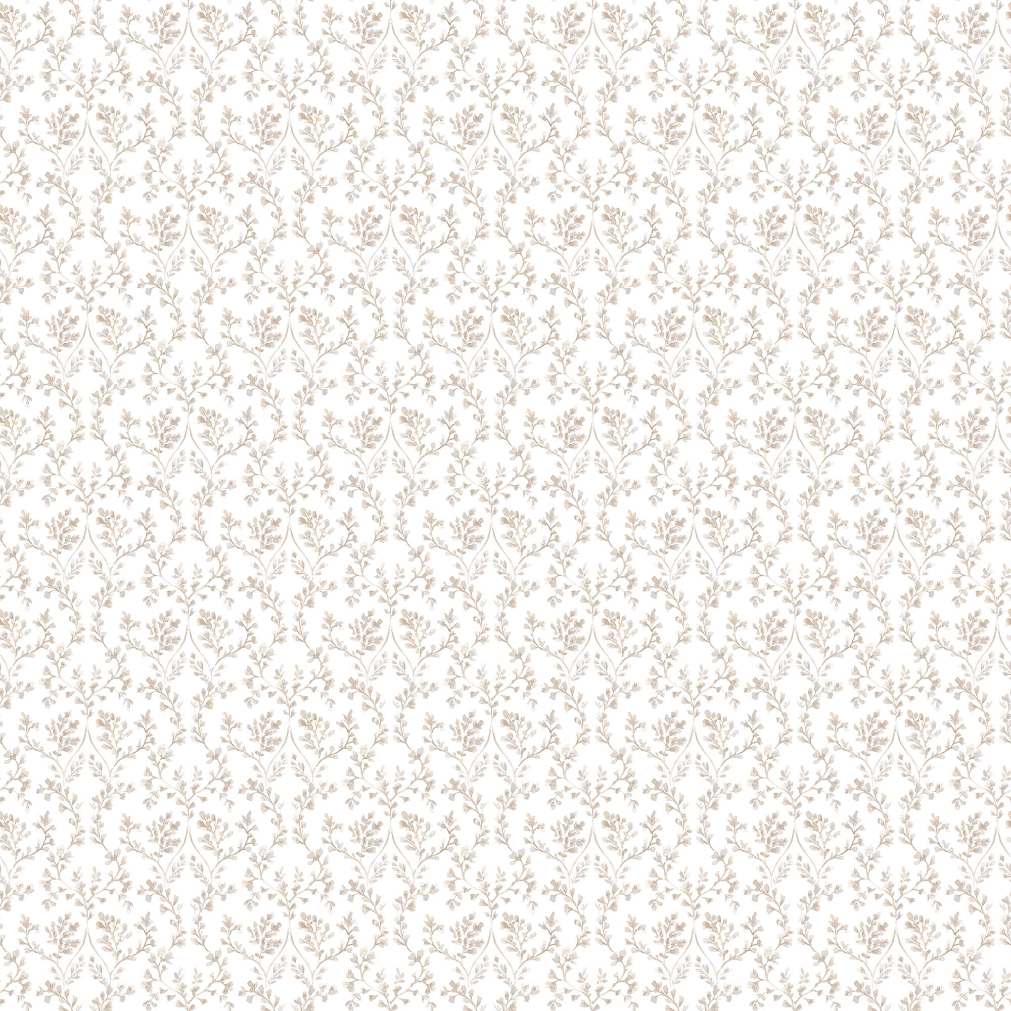 Sample Ogee Floral Taupe Wallpaper from the Small Prints Collection