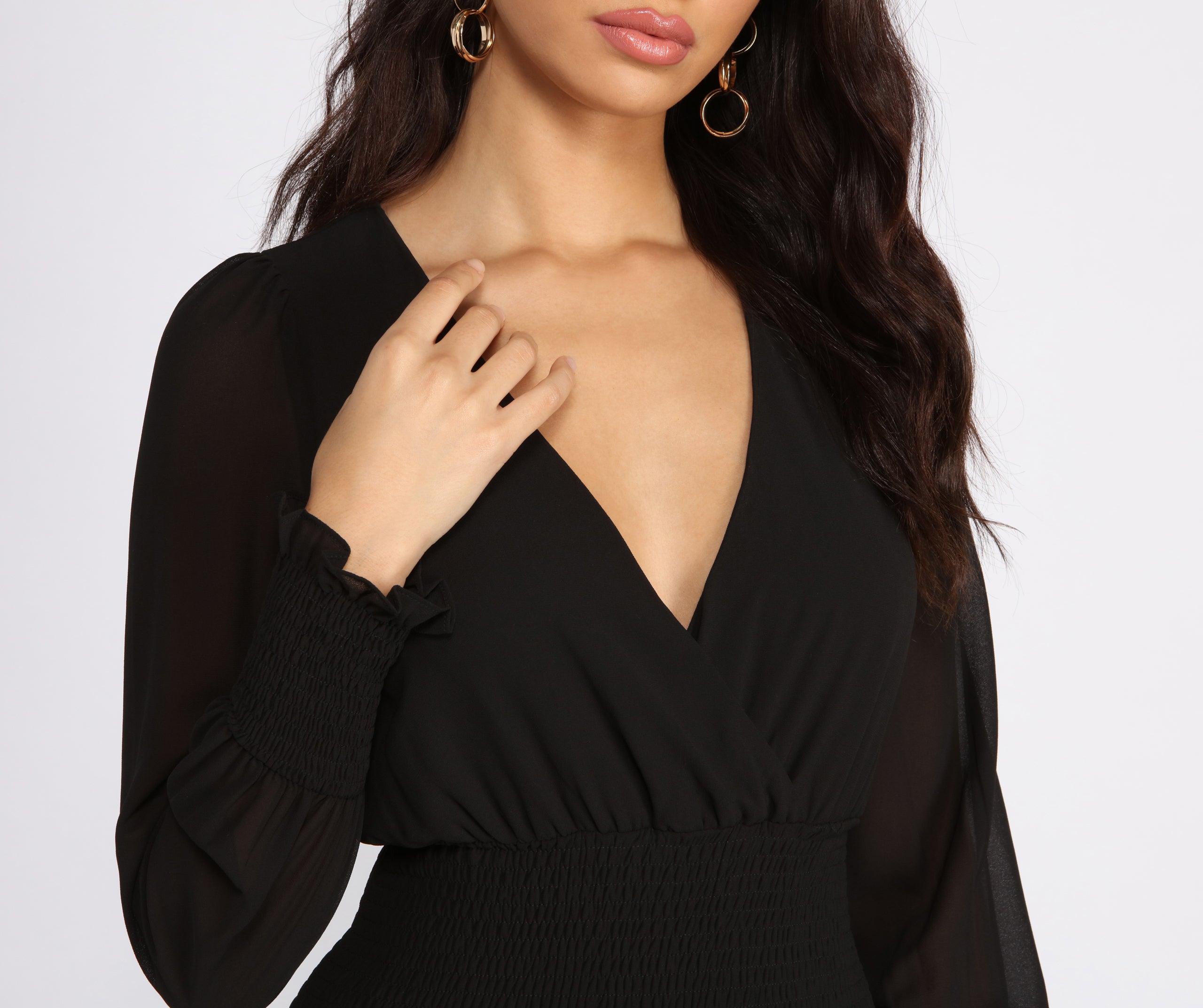 Take On The Night Chiffon Smocked Mini Dress