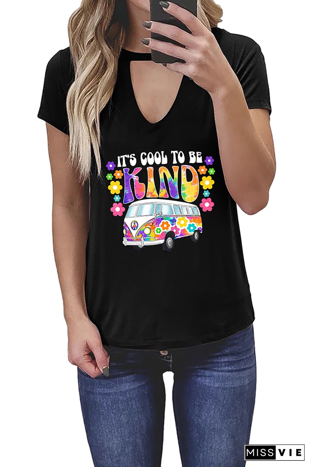 Cool To Be Kind Retro Bus Graphic Tees for Women Wholesale Short Sleeve T shirts Top