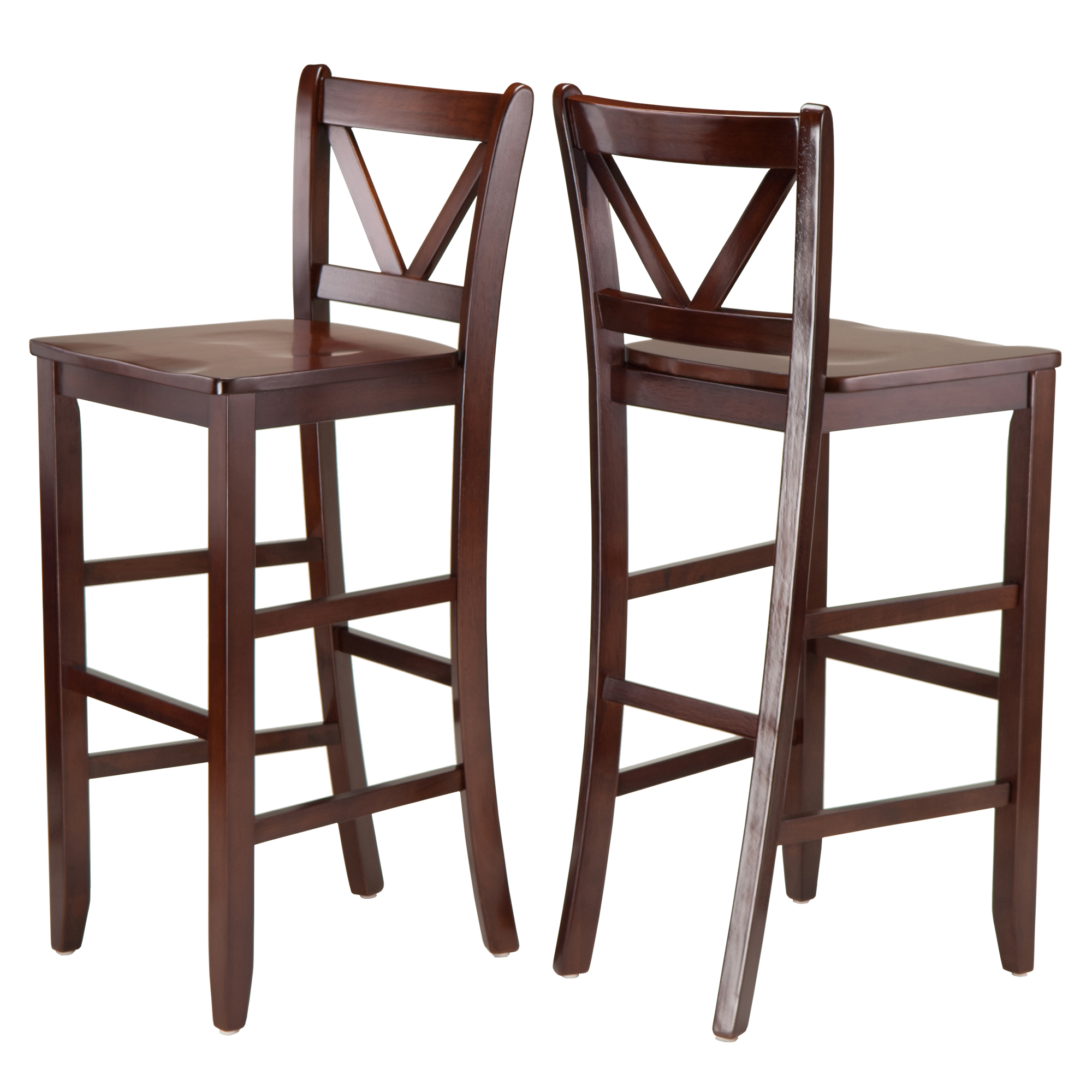 Winsome Wood Parkland 3-Pc High Dining Table with 2 Bar V-Back Bar Stools， Walnut