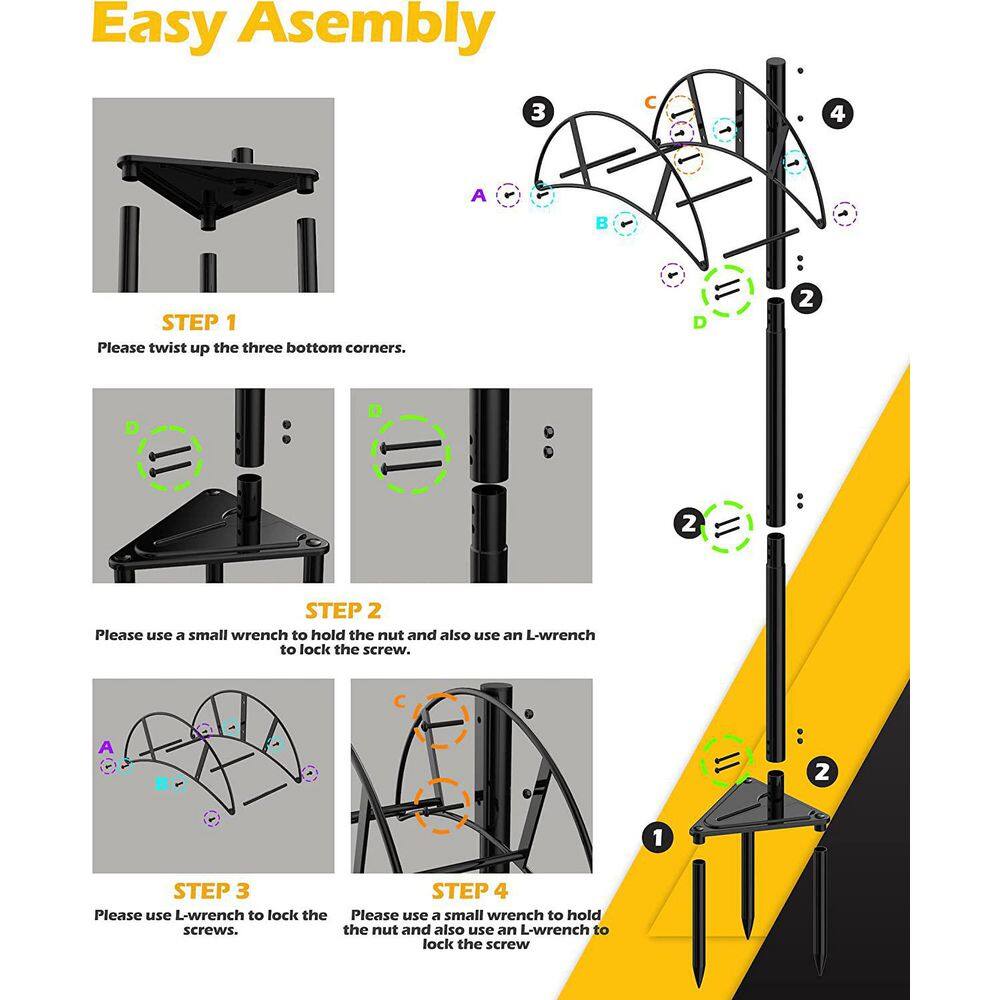 EVEAGE Metal Garden Hose Holder Stake Freestanding In Ground Hose Rack Organizer for Outside Yard RGZJZHWX