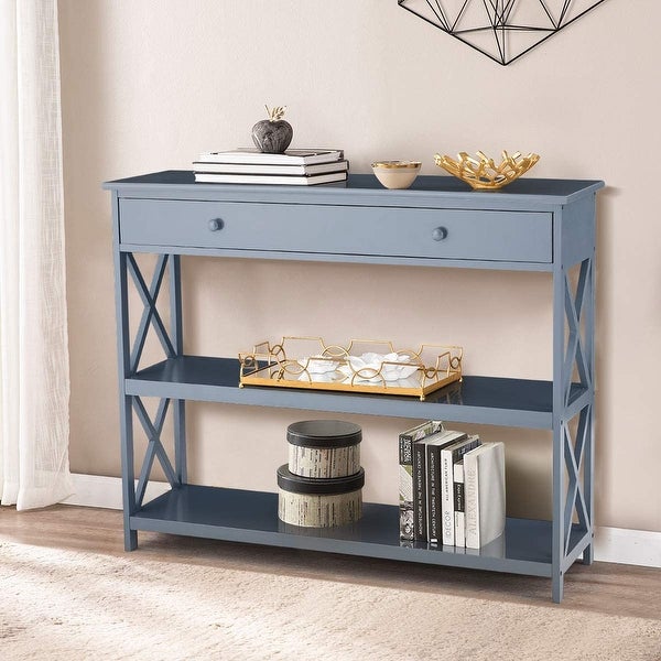 EROMMY 3-Tiered Classic X Design Sofa Table