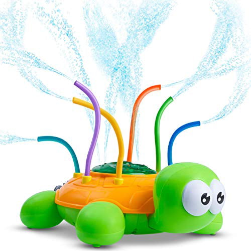 CHUCHIK Outdoor Water Spray Sprinkler for Kids and Toddlers - Backyard Spinning Turtle Sprinkler Toy w/ Wiggle Tubes - Splashing Fun for Summer Days - Sprays Up to 8ft. High - Attaches to