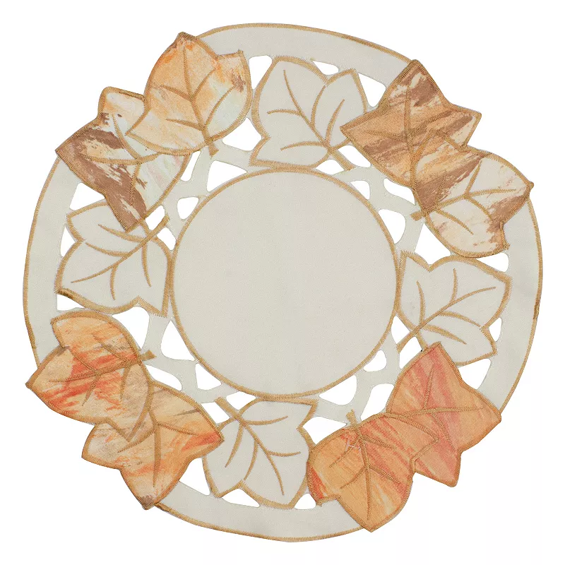 Northlight Embroidered Fall Leaf Thanksgiving Doily Table Decor