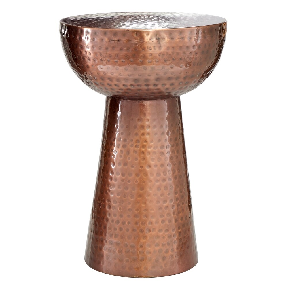 Bronze Metal Vintage Accent Table with Hammered Design