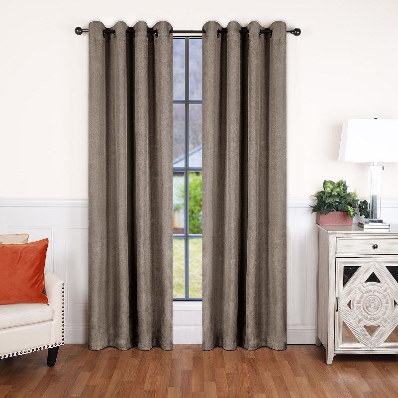 SUPERIOR Faux Linen Insulated Thermal Blackout Set of 2 Window Curtain Panels