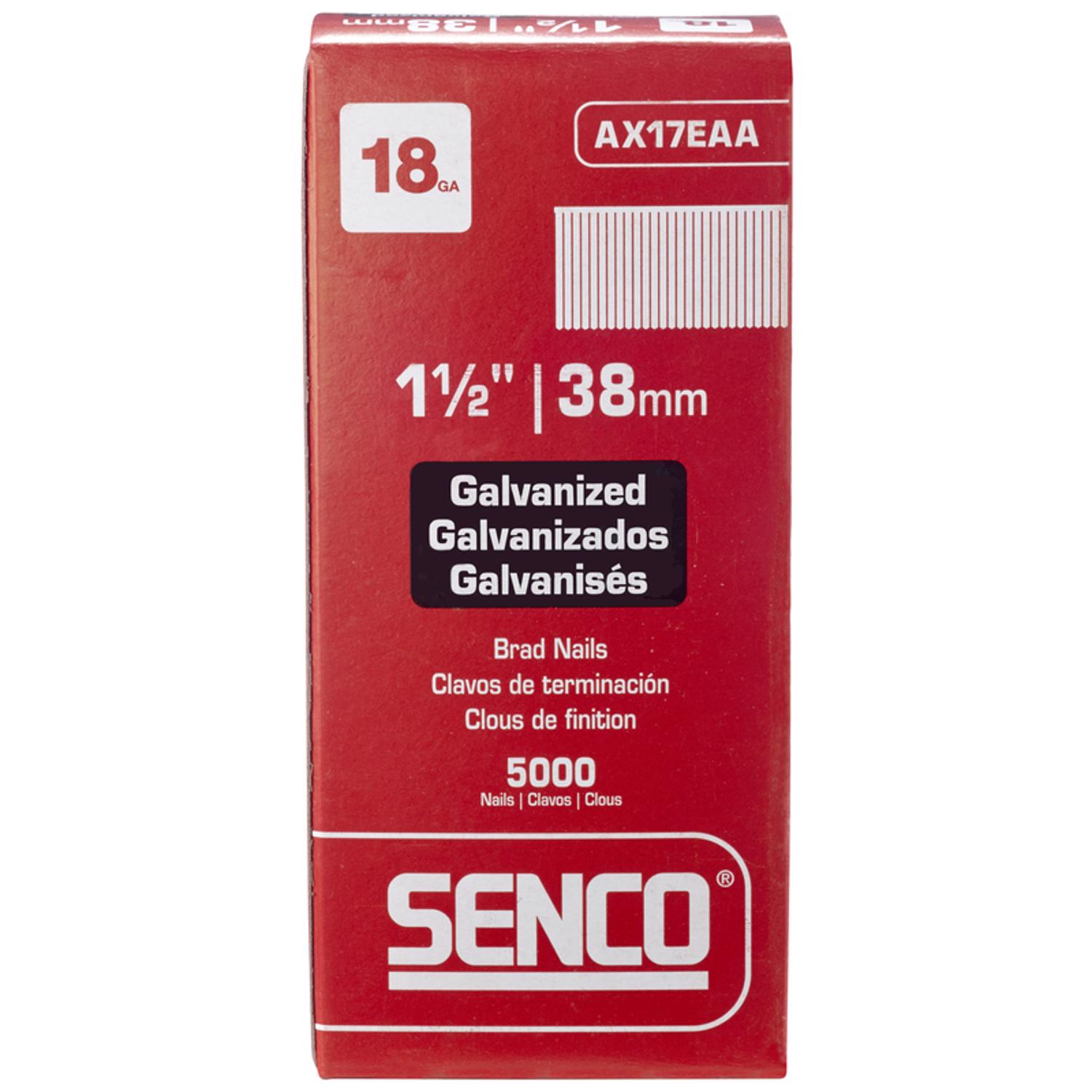 Senco 1-1/2 in. 18 Ga. Straight Strip Galvanized Brad Nails 5000 pk