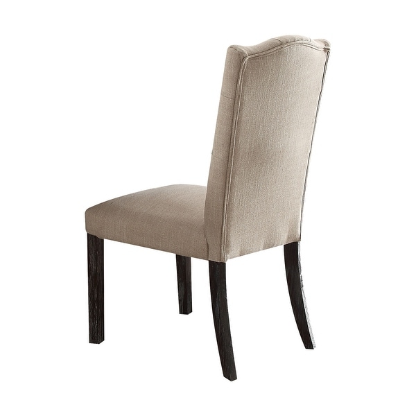 Gerardo Side Chair (Set-2) in Beige Linen and Weathered Espresso