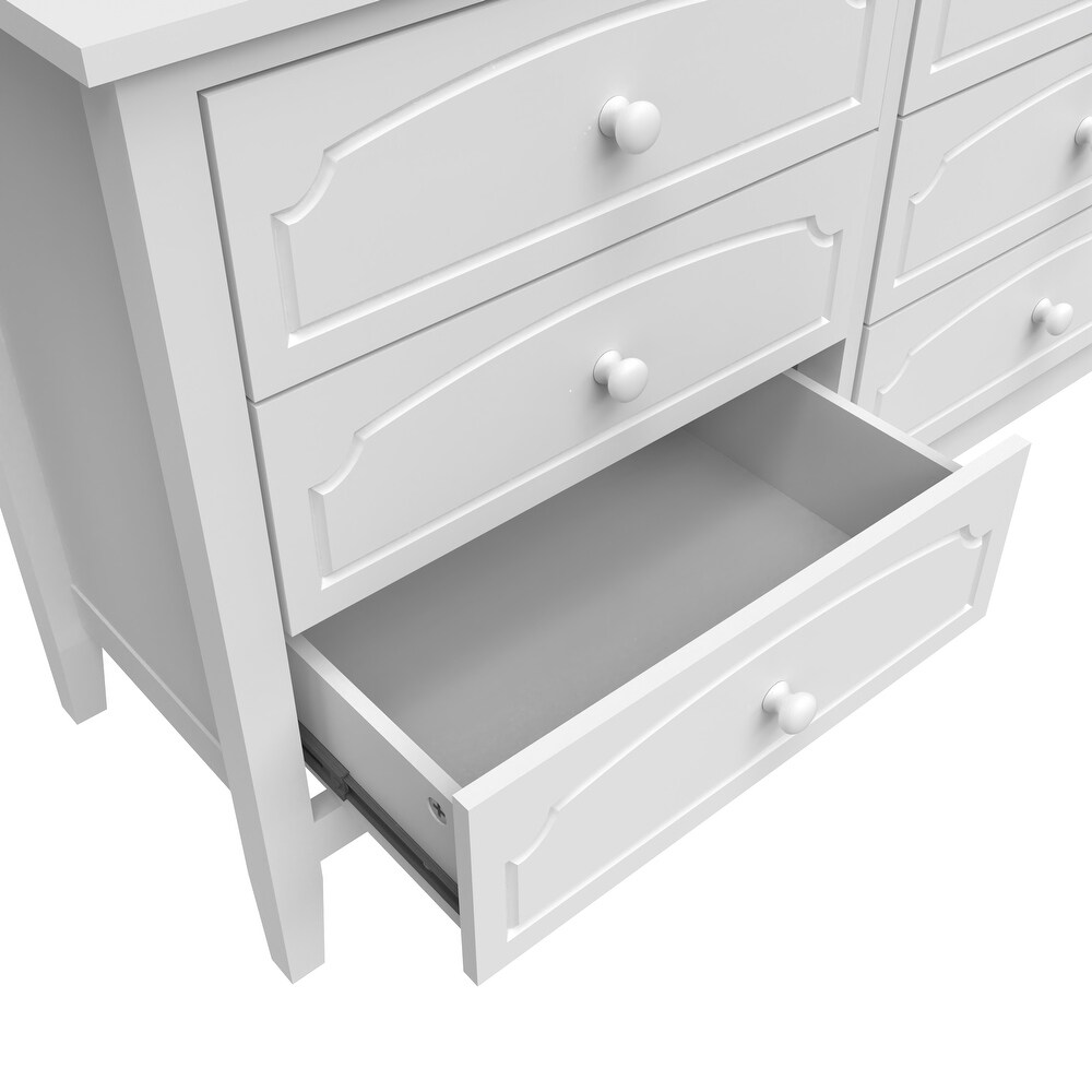 Solid Wood 6 Drawers Dresser Cabinet  Vanity Desk  Makeup Table With Drawers