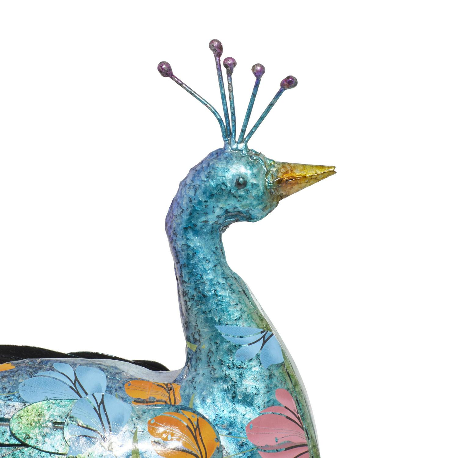 DecMode Outdoor 31 x 20 Teal Metal Eclectic Birds Garden Sculpture， 1  Pieces