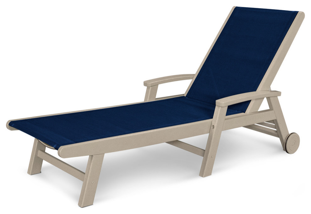 Coastal Chaise With Wheels   Contemporary   Outdoor Chaise Lounges   by POLYWOOD  Houzz