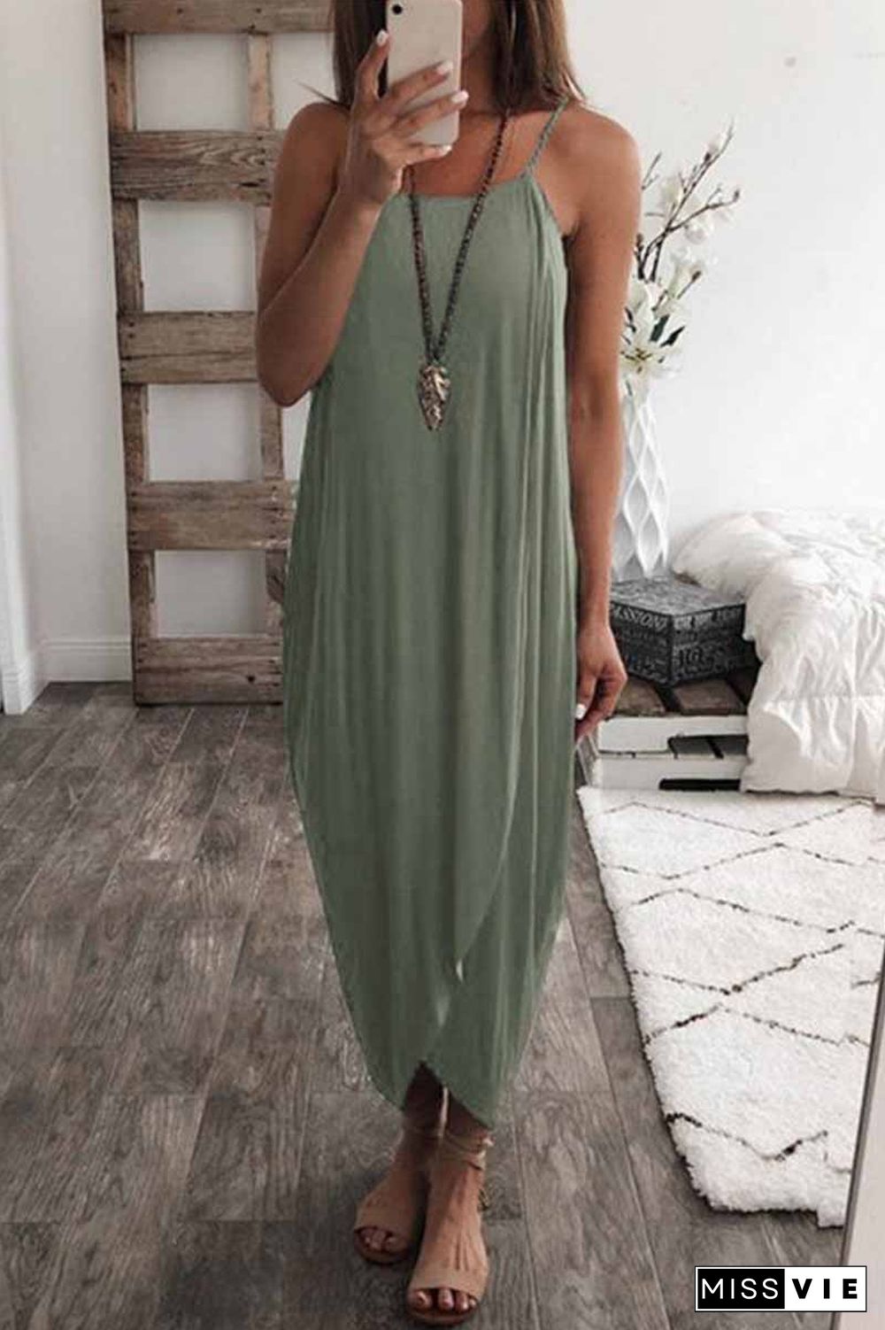 Solid Color Knitted Loose And Irregular Midi Dress(5 colors)