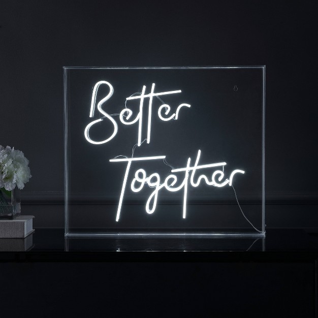 X 20 quot Better Together Contemporary Glam Acrylic Box Usb Operated Led Neon Light White Jonathan Y