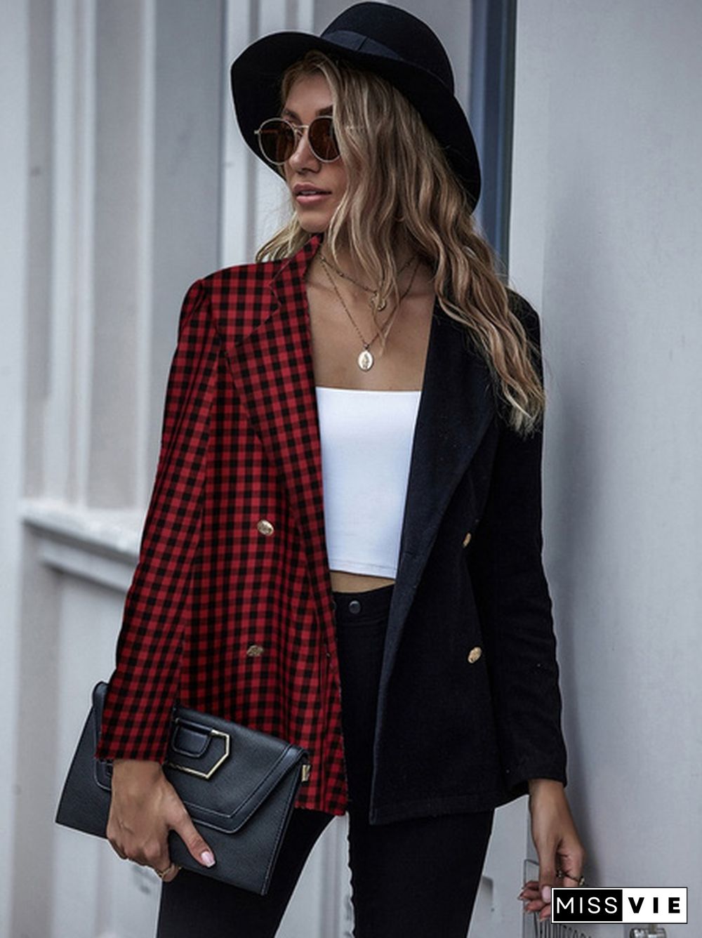 Women Fashion Patchwork Blazer Jacket Office Work Business Outfit Lady Lapel Long Sleeve Coat Slim Cardigan Blazer Casual Tops Xs-Xl