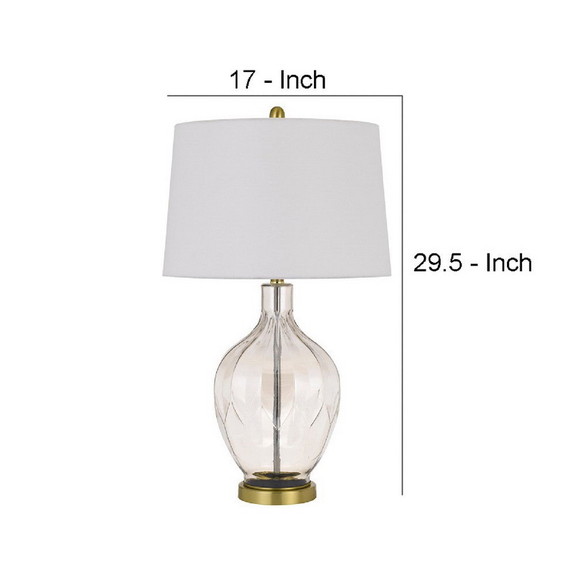 Benjara BM272318 29 Inch Glass Table Lamp with Dim...