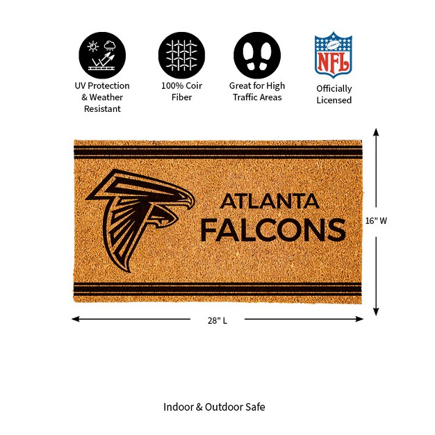 Evergreen Atlanta Falcons Logo Turf Mat Brown 28 X 16 Inches Indoor Outdoor Doormat