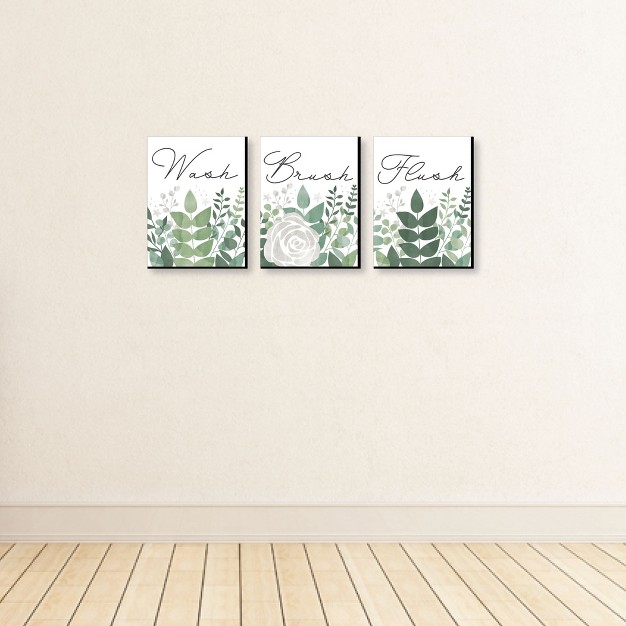 Big Dot Of Happiness Boho Botanical Greenery Kids Bathroom Rules Wall Art 7 5 X 10 Inches Set Of 3 Signs Wash Brush Flush