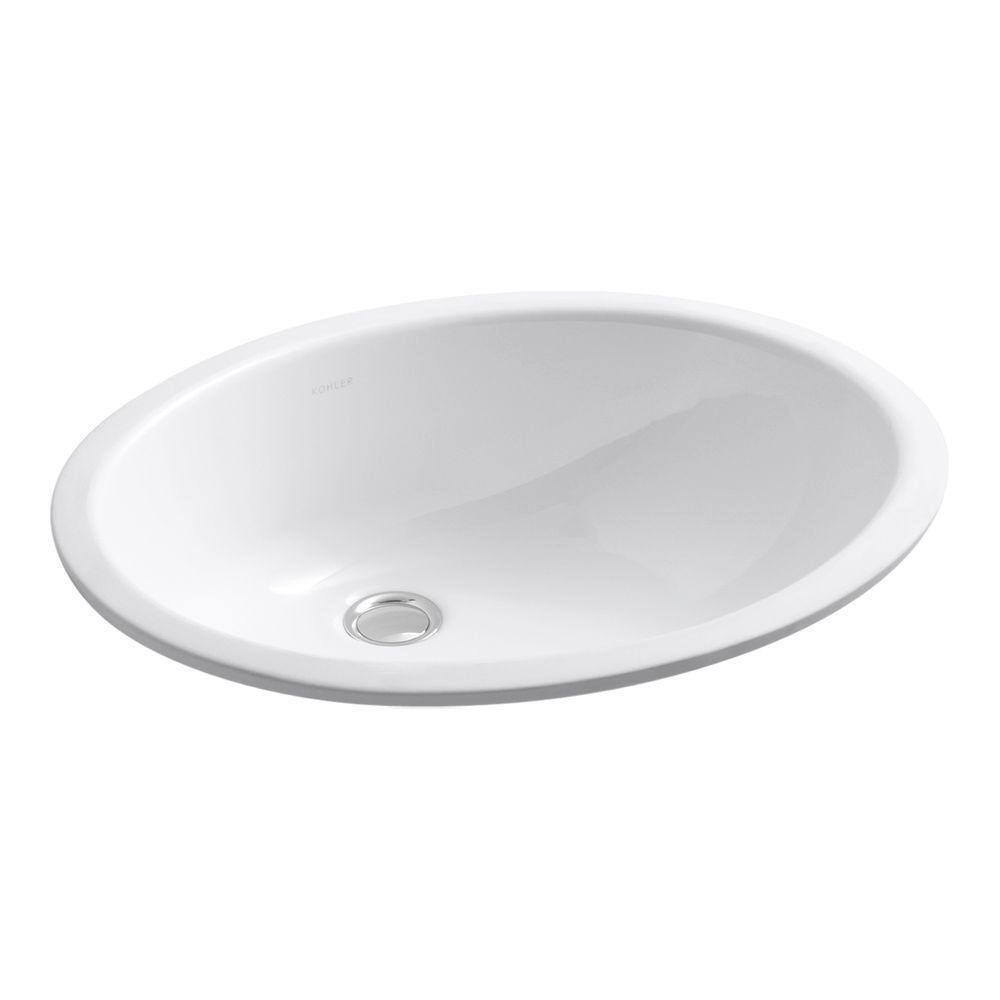 KOHLER Caxton Vitreous China Undermount Bathroom Sink with Glazed Underside in White K-2210-G-0