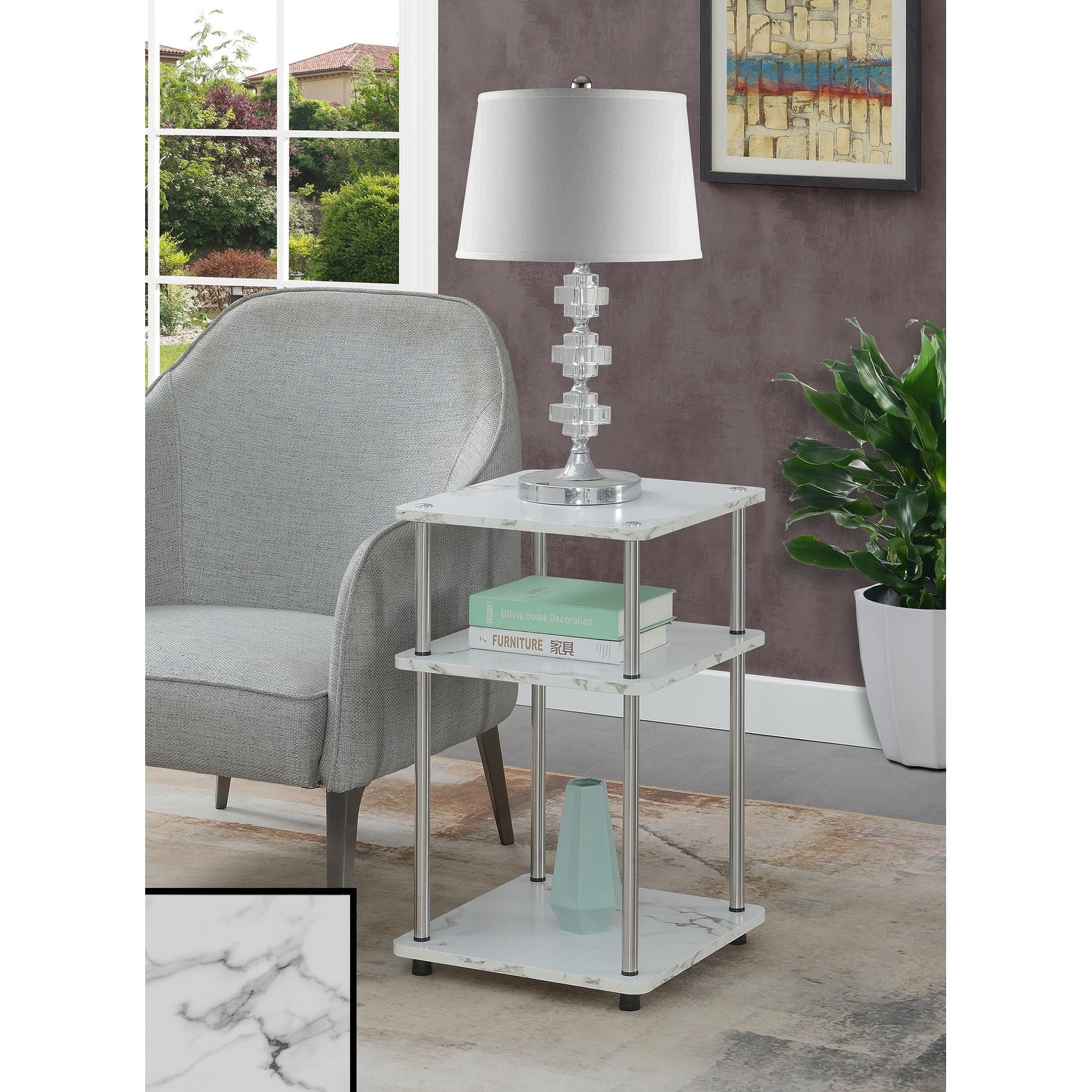 Porch and Den Derbigny 3 Tier End Table