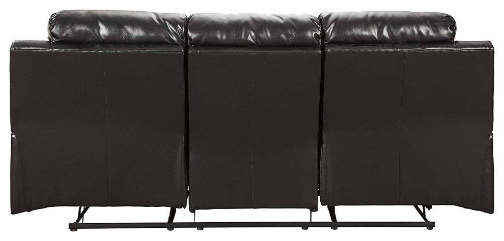 Modern Reclining Sofa  Comfortable Faux Leather Seat With Padded Arms  Black   Contemporary   Sofas   by Decor Love  Houzz