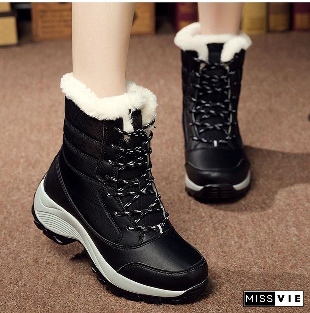 Women Boots Waterproof Winter Snow Boots Platform Warm Ankle Winter Boots With Thick Fur