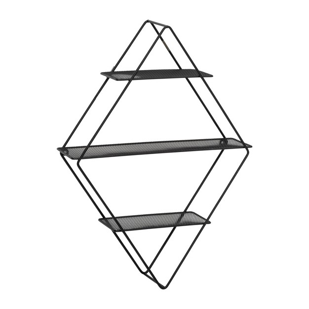 Honey can do Rhombus Metal Wall Shelf Black