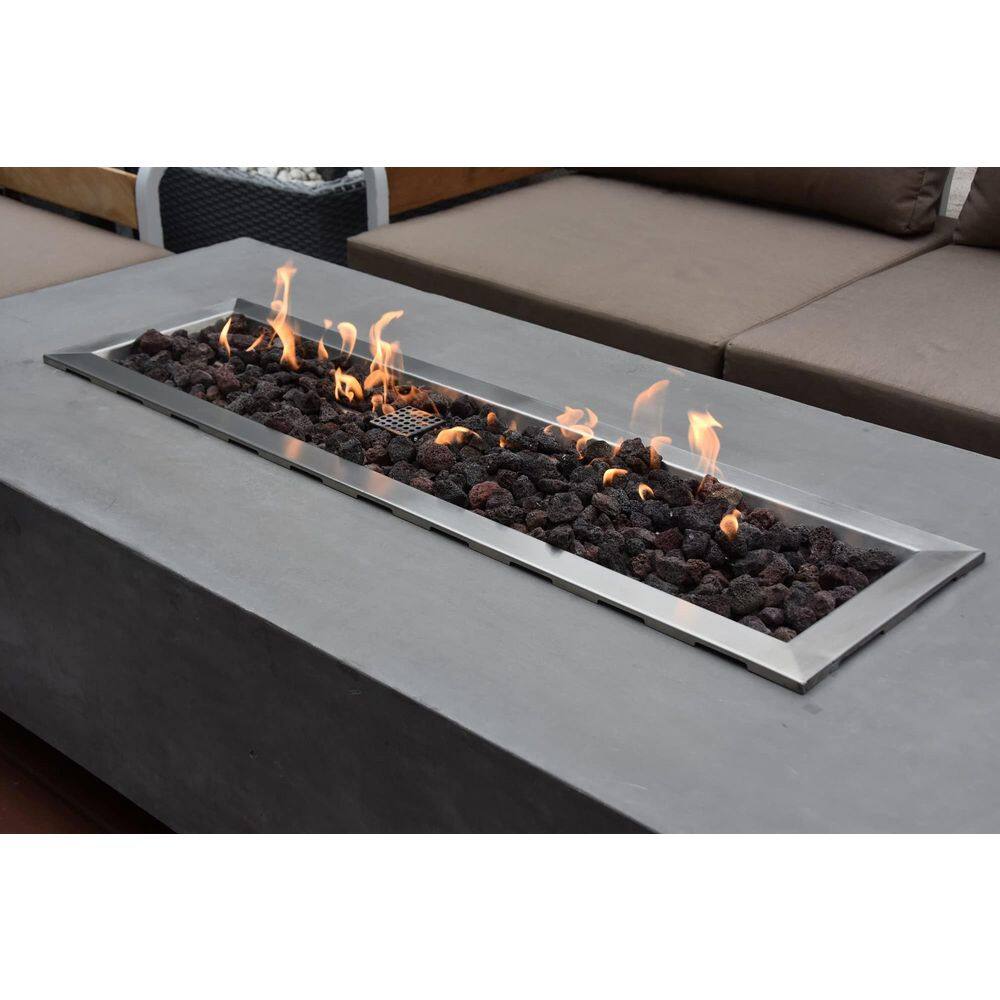 ENVELOR:Envelor Elementi Granville 28 in. x 17 in. Rectangular Concrete Propane Fire Pit Table with Burner and Lava Rock ENV-OFG121-LP