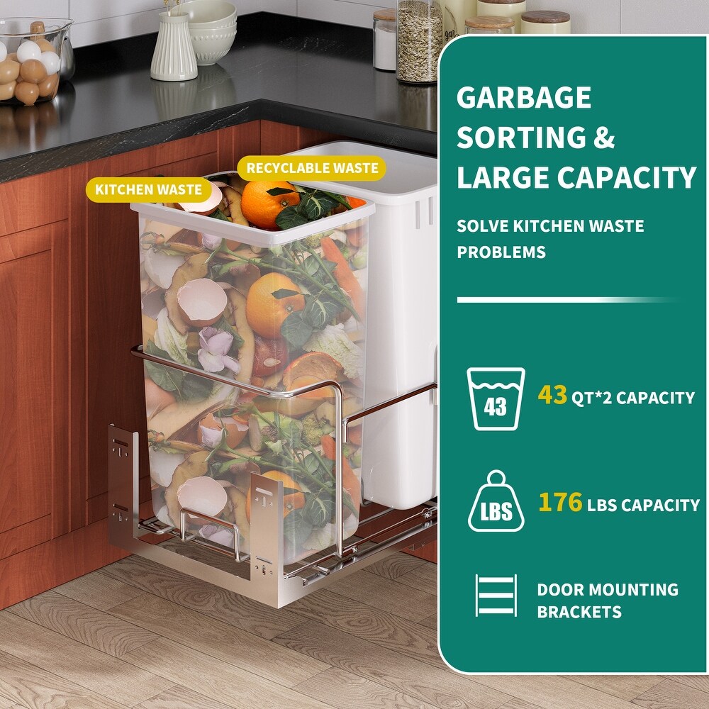 Double 43 Quart Pull Out Kitchen Waste Containers