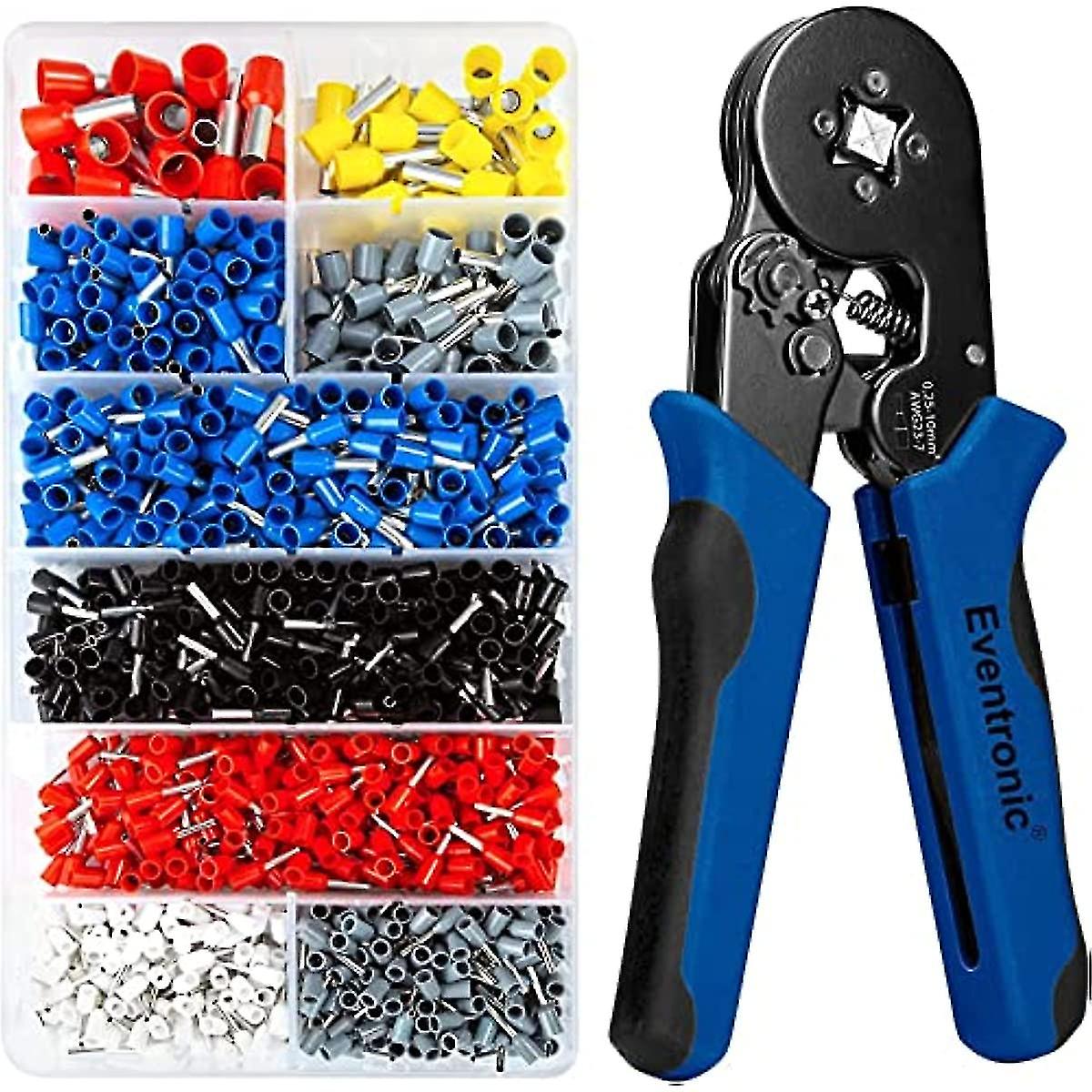 Eventronic Crimper Plier Set  025-6mm Self-adjustable Ratchet Wire Crimping Tool With 2000 Wire Terminal Crimp Connectors And Wire End Ferrules (crimp