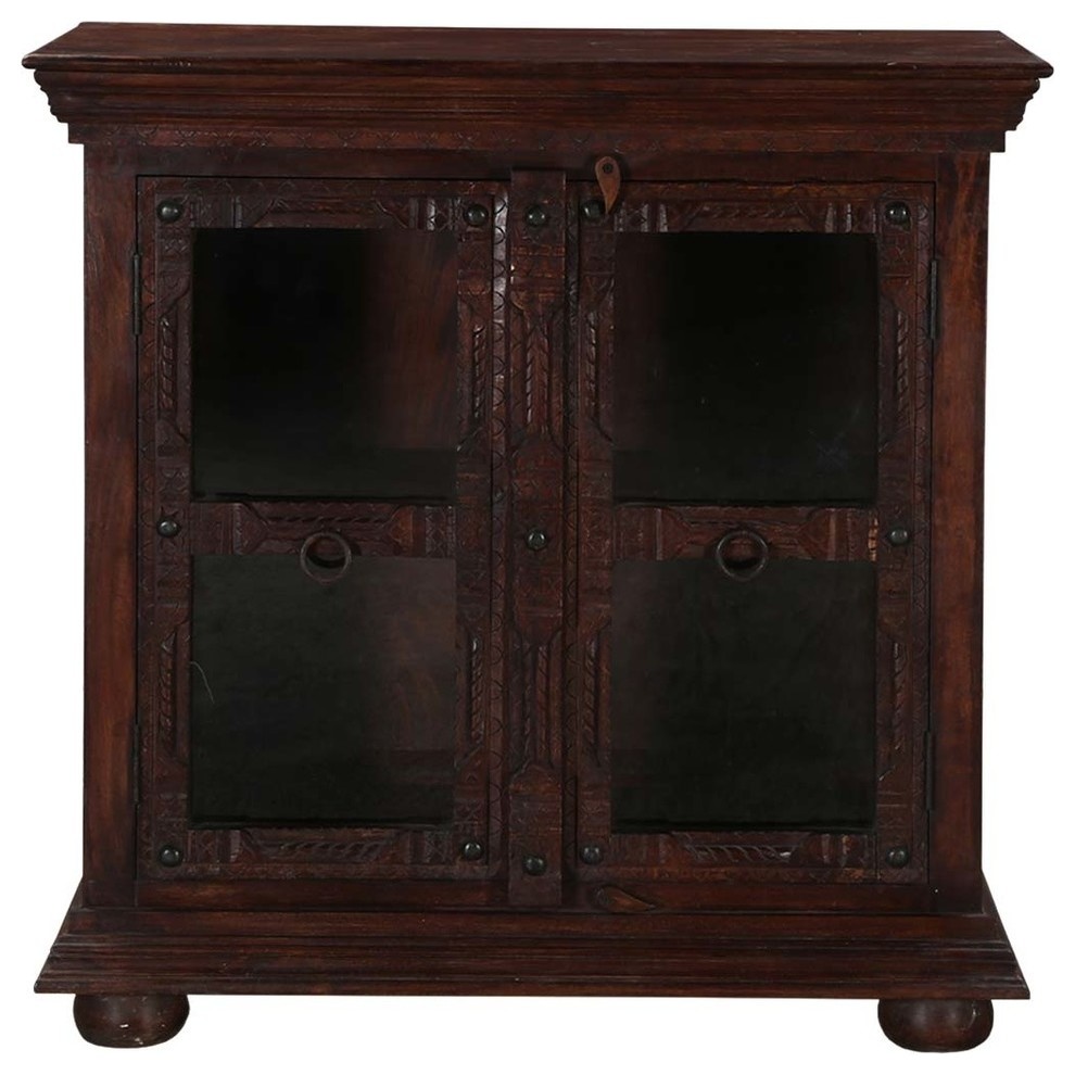 4 Square Windows Mango Wood Standing TV Console Display Cabinet   Traditional   Entertainment Centers And Tv Stands   by Sierra Living Concepts Inc  Houzz