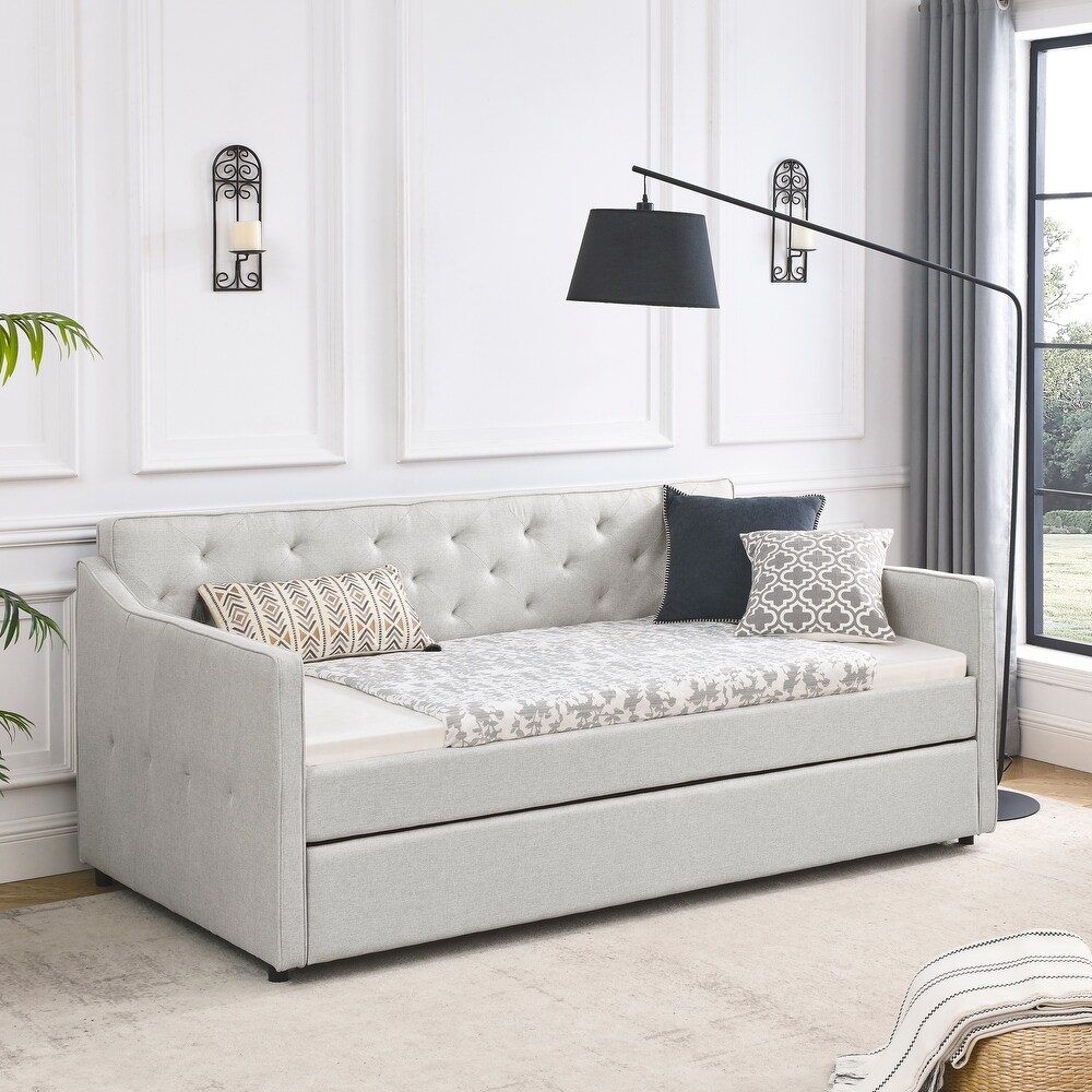 Sofa Bed  Twin Size Daybed with Twin Size Trundle Upholstered Tufted Sofa Bed  Sleeper Sofa