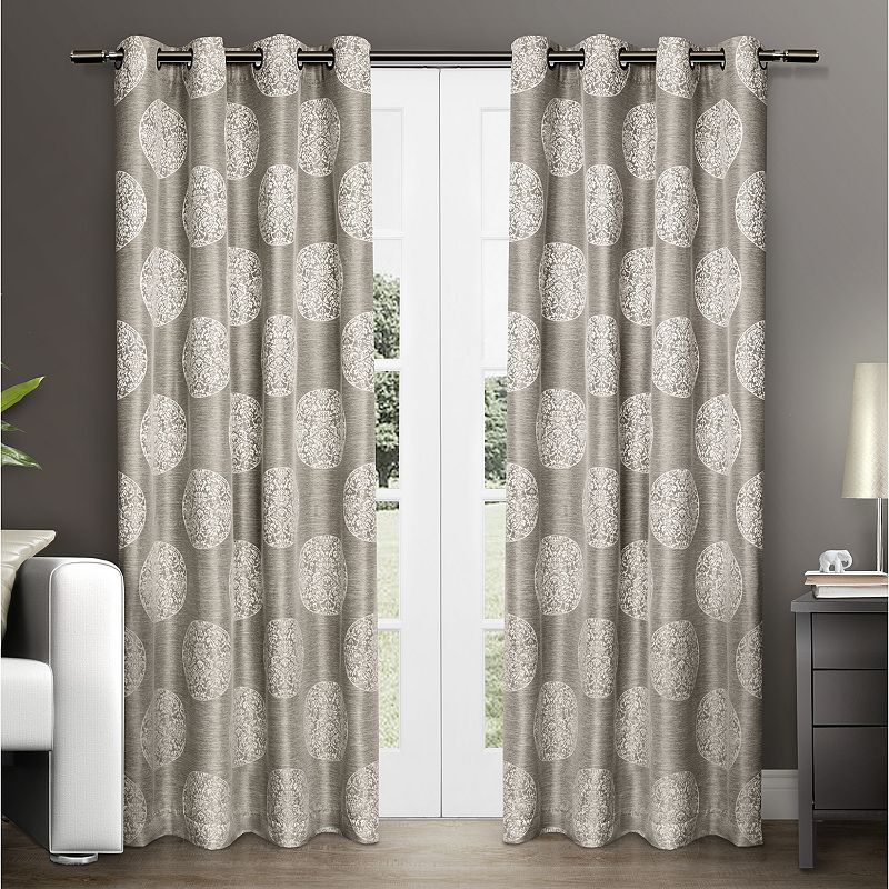 Exclusive Home 2-pack Akola Medallion Linen Jacquard Window Curtains