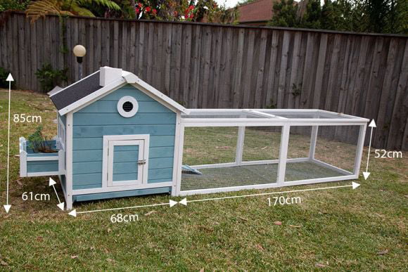 Seny Garden Window Wooden Chicken Coop Rabbit Hutch Cage with Run and Nesting Box W103*D39.4*H32.5