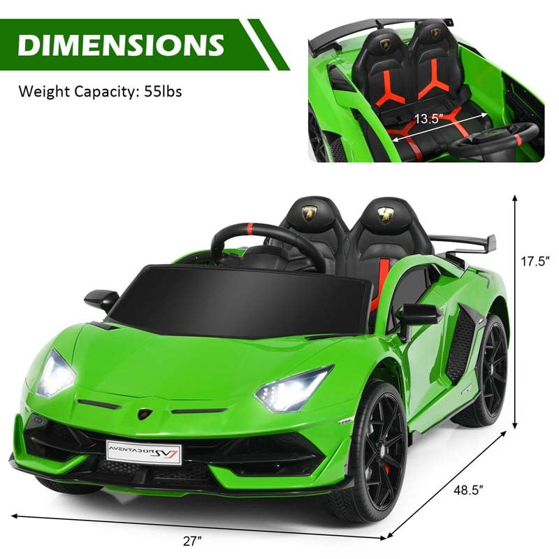 Licensed Lamborghini SVJ Kids Ride-On Car, 12V Battery Powered Sports Car Toy with Trunk & Remote