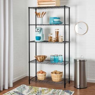 Honey-Can-Do Black 5-Tier Heavy Duty Steel Garage Storage Shelving Unit (36 in. W x 72 in. H x 16 in. D) SHF-09627