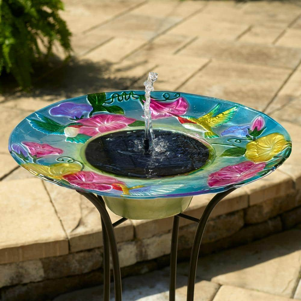 Smart Solar Hummingbird Glass Solar Birdbath 20224R01