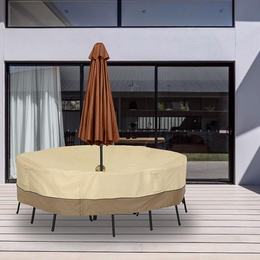 Outdoor Round Furniture Dustproof Cover Waterproof Protection with Umbrella Holes (180 x 60cm)