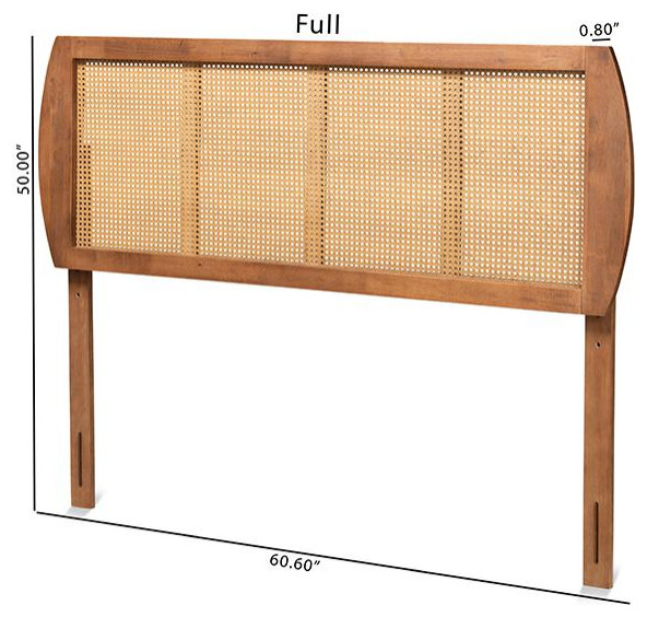 Harris Mid Century Modern Ash Walnut Finished Wood and Synthetic Rattan   Tropical   Headboards   by BisonOffice  Houzz