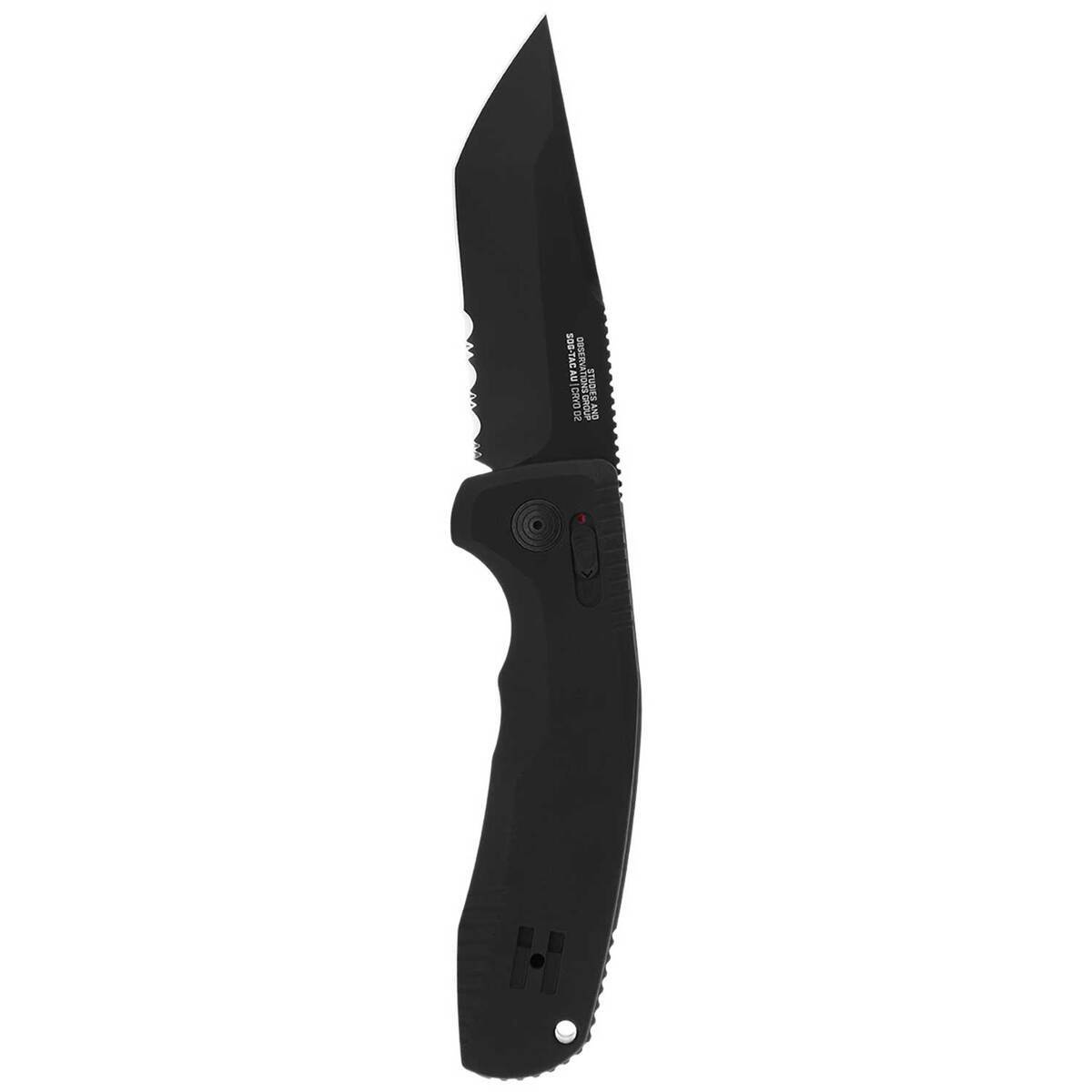 SOGTAC AU 3.43 inch Tanto Serrated Edge Automatic Knife  Black