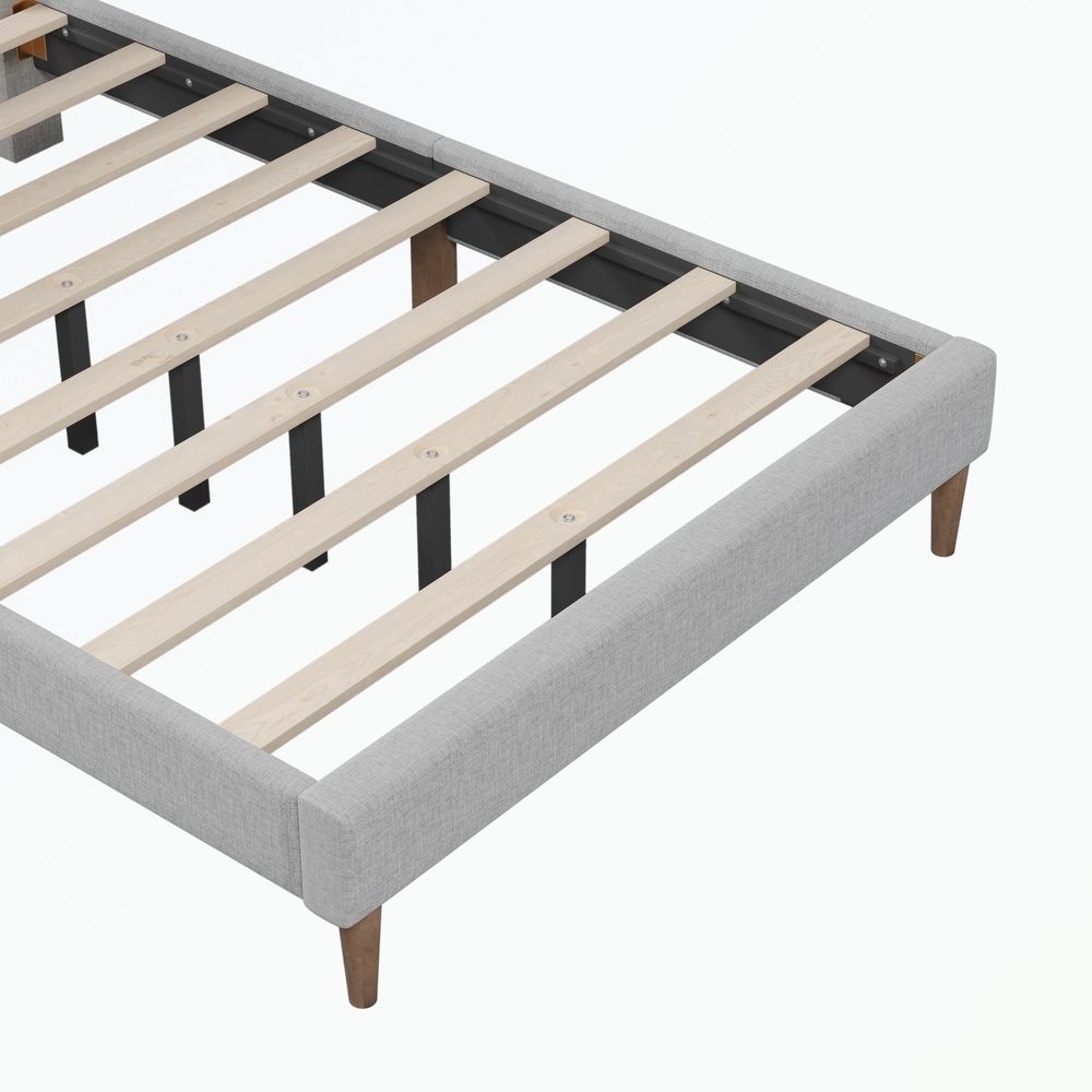 Full Platform Bed Frame with Vertical Channel Tufted Headboard