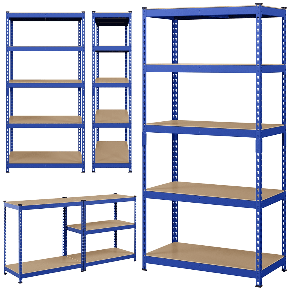 SmileMart 5 Shelf Adjustable Boltless Metal Storage Shelf Unit, Blue