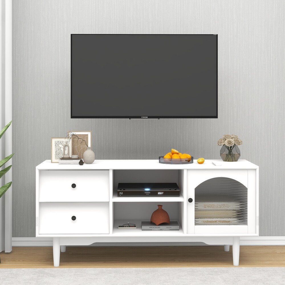 White Wood TV Stand for TVs up to 55\