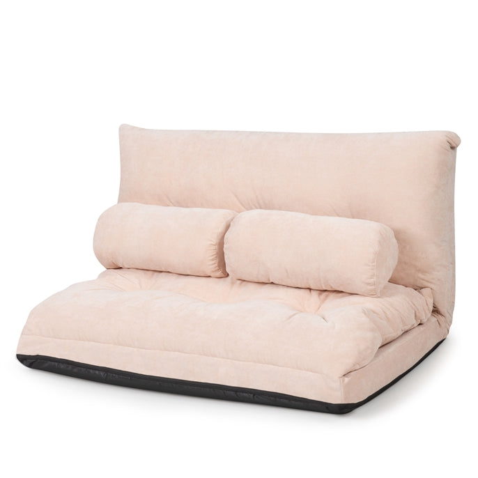 Adjustable Floor Sofa Couch with 2 Pillows, Multi-Functional 6-Position Foldable Lazy Sofa Sleeper Bed