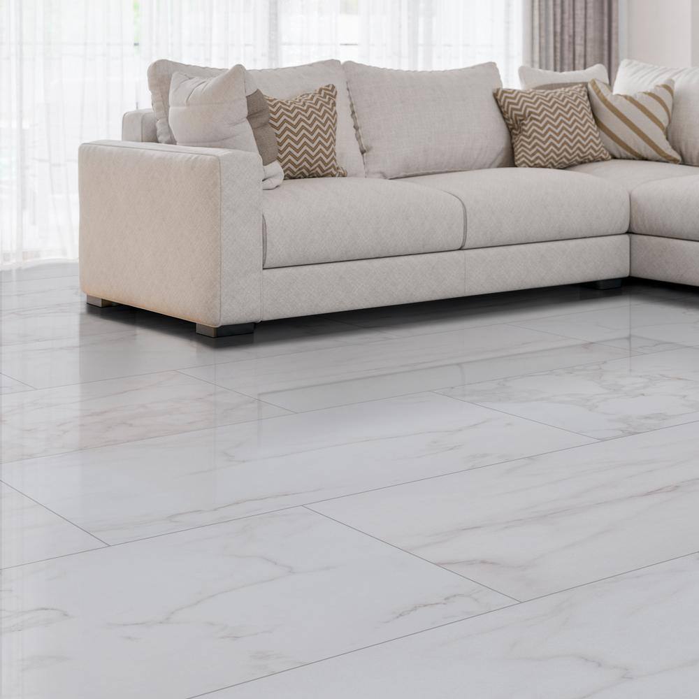 Home Decorators Collection Carrara 24 in. x 48 in. Polished Porcelain Floor and Wall Tile (16 sq. ft.Case) NHDCAR2448P