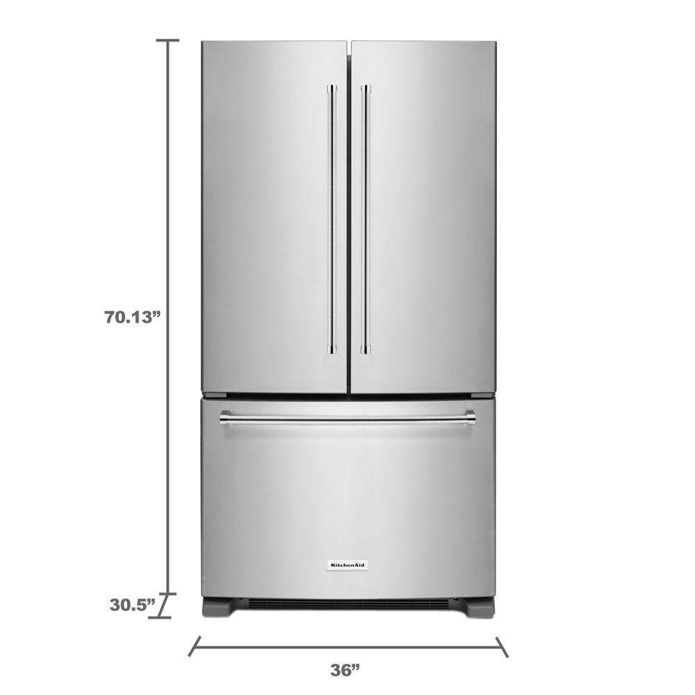 KitchenAid 20 cu. ft. French Door Refrigerator in Stainless Steel Counter Depth KRFC300ESS