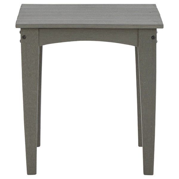 End Table with Slatted Top and Tapered Legs， Gray