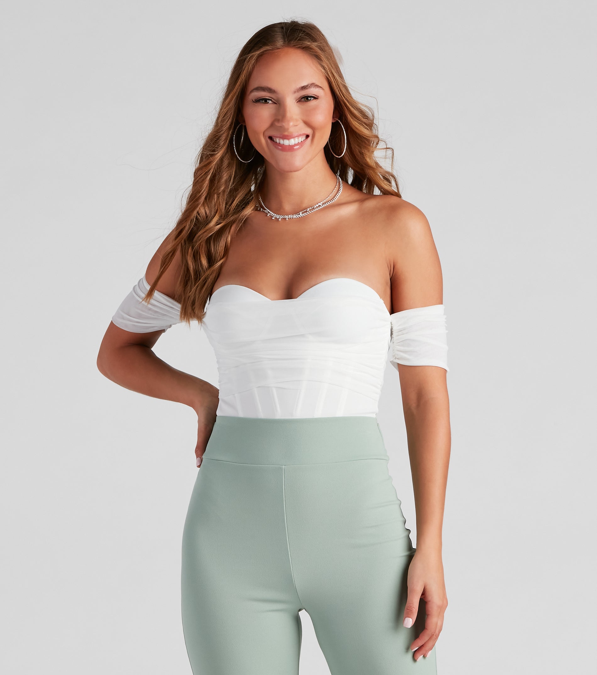 PLACEHOLDER - Another Date Mesh Bustier Bodysuit