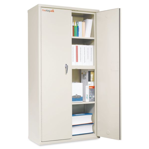 FireKing Storage Cabinet， 36w x 19.25d x 72h， UL Listed 350 Degree， Parchment